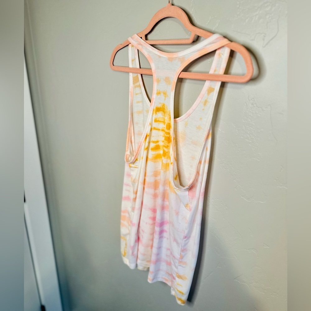 Tie Dye Tank Racer Back Light Weight Orange/Pink/White SZ LARGE - Picture 6 of 14